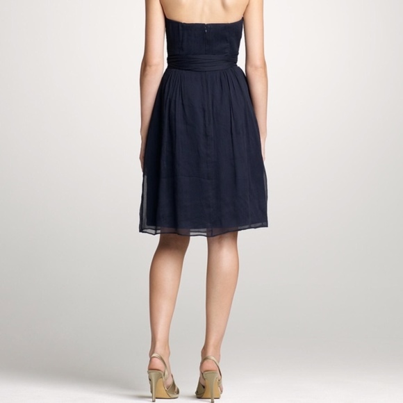 J. CREW Cyndee Silk Navy Strapless Dress - Picture 3 of 7